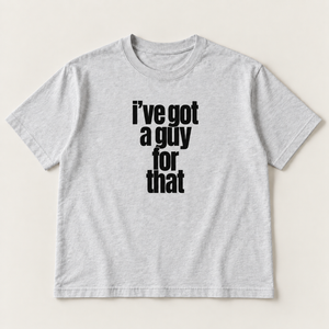 I’ve got a guy for that slogan tee, grey Core Tee, black stacked print